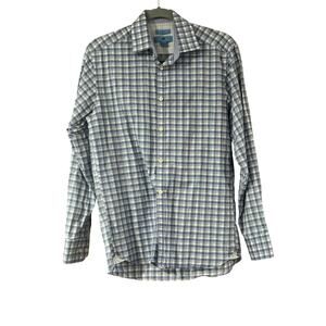 Egara Slim Fit Blue White Plaid Button Down Shirt Men’s Medium 15-15.5